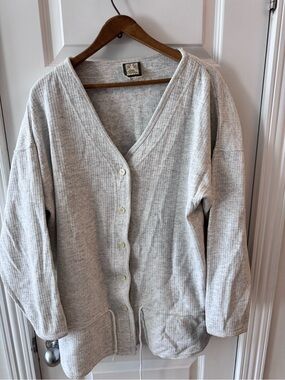Vintage lady footlocker Relaxed cottage core Ribbed Button-Up Cardigan Sweater